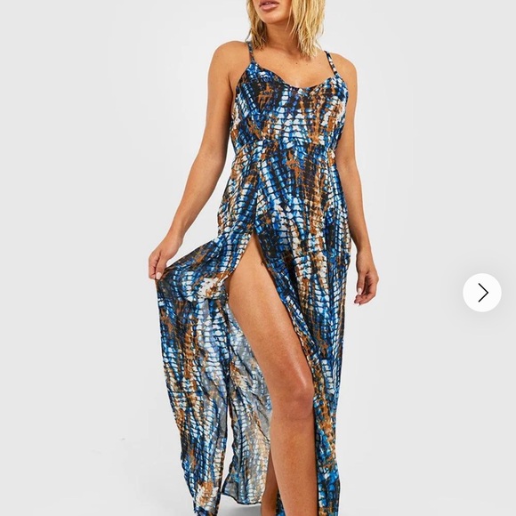 Blue and Brown Sheer Cover Up - Picture 1 of 6